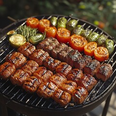 Grilled steak with vegetables