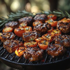 Grilled steak with vegetables