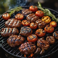 Grilled steak with vegetables