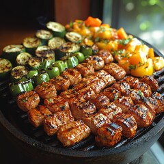 Grilled steak with vegetables