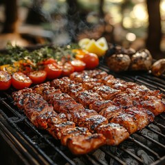 Grilled steak with vegetables