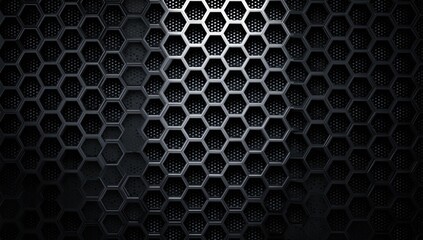 Dark metal honeycomb texture, illuminated, abstract background, design element
