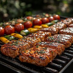 Grilled steak with vegetables
