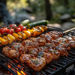 Grilled steak with vegetables