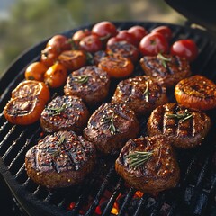 Grilled steak with vegetables