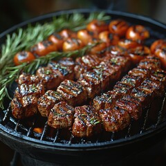 Grilled steak with vegetables