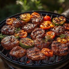 Grilled steak with vegetables