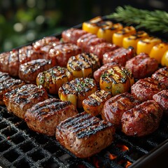 Grilled steak with vegetables