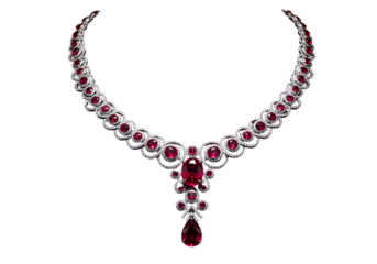 Elegant Ruby and Silver Necklace Exquisite Jewelry Design, Sparkling Gemstones, Statement Piece