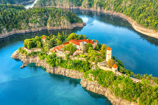 Zvikov Castle on the Orlicka Dam in South Bohemia, Czech Republic