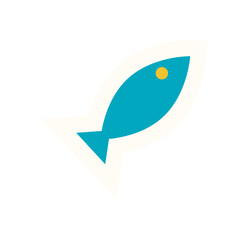 Brutalist fish shape sticker. Bold geometric shape symbol. Modern abstract element, simple design, y2k aesthetic, perfect for digital projects, branding, or as a sticker for various applications.