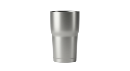 Silver insulated tumbler on white background for transparent background png  