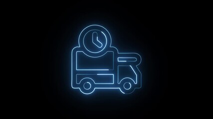 Delivery Animation with Glowing Lines on Black Background