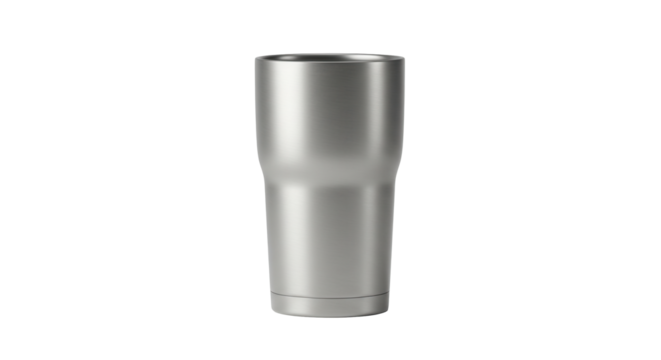 Silver insulated tumbler on white background for transparent background png  