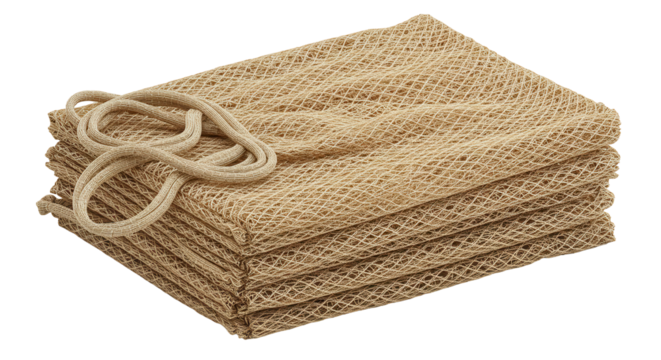 Pile of natural jute bags on white background for transparent background png  