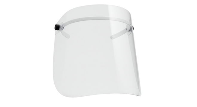 Clear plastic face shield for protection against airborne particles  