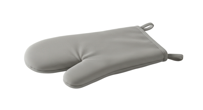 Gray silicone oven mitt on white background concept of Transparent background png  