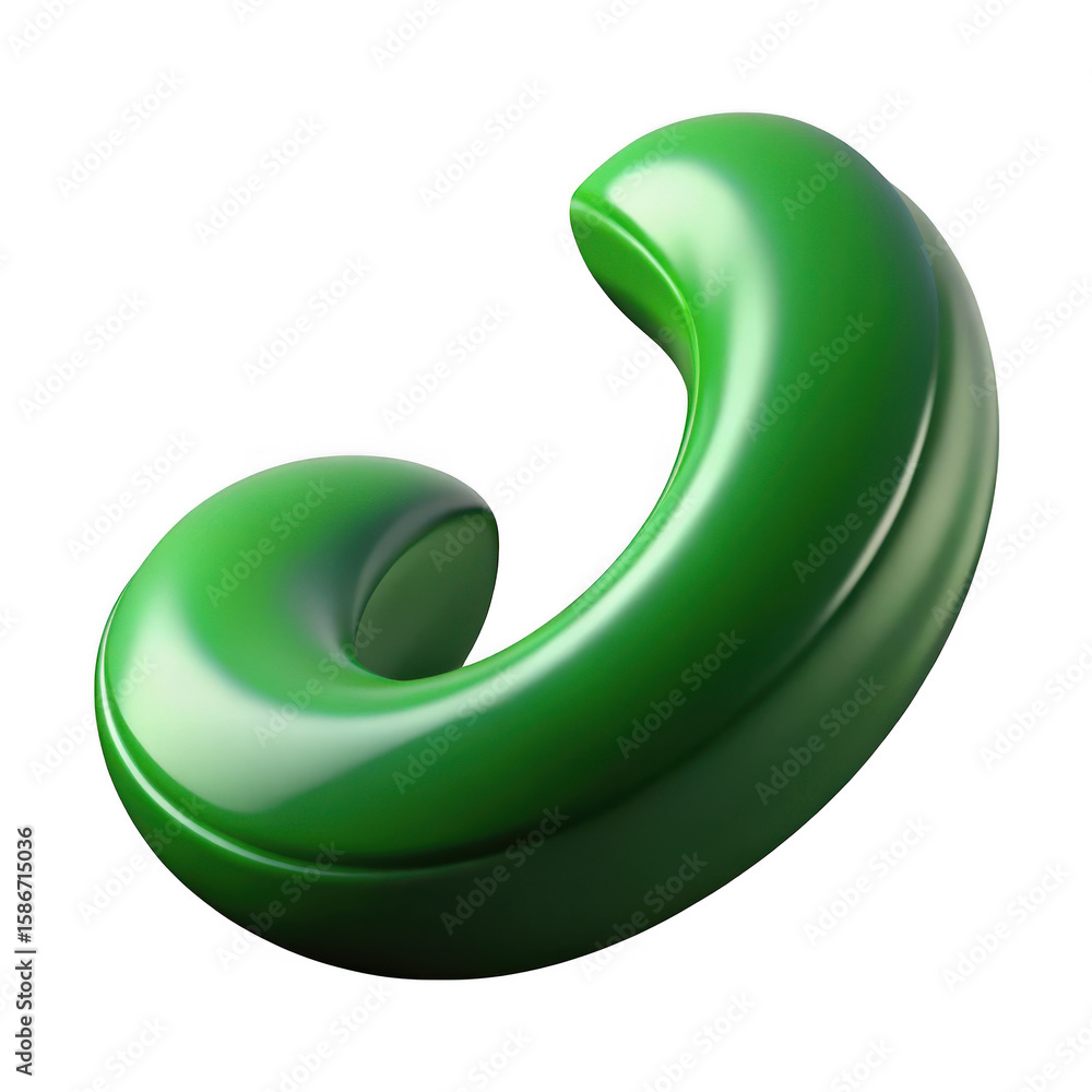 Poster 3d green abstract swirl shape isolated on transparent background