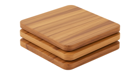 Wooden coasters stacked in a neat arrangement for home use  