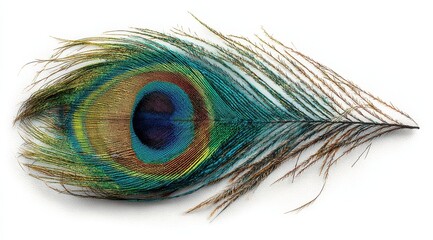 Vibrant peacock feather, eye-catching colors