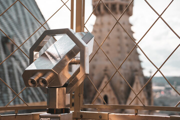 Observation deck telescope, Vienna cathedral rooftop
