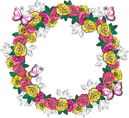 circle of colorful roses