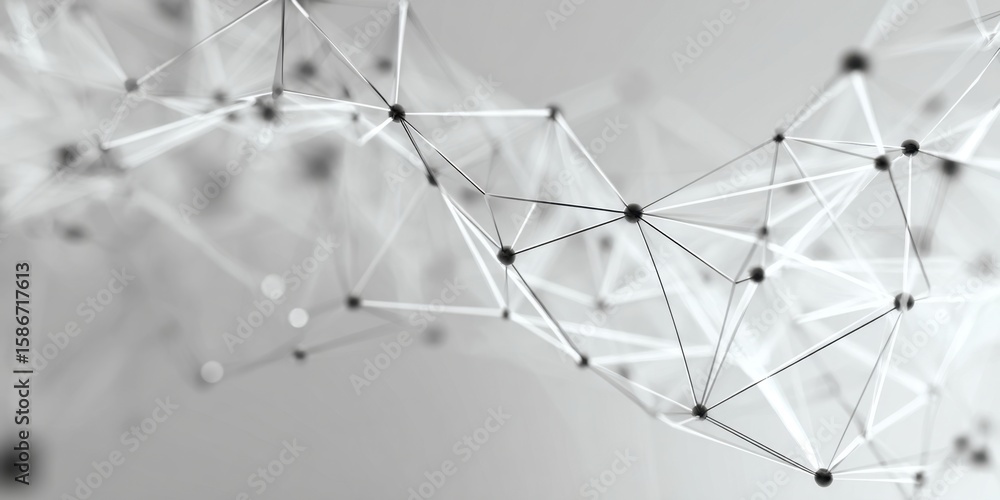 Poster abstract technological background with digital network and connection lines, in a light gray color g