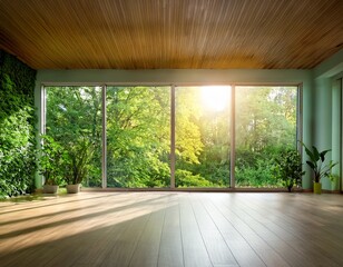 empty room with greenery natural light