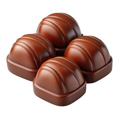 Obraz premium 3d chocolate candies with grooved surface isolated on transparent background