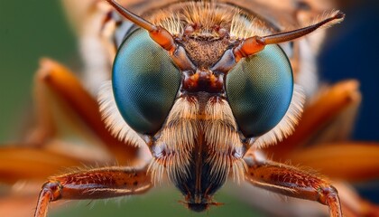 close up view of an insect s head and thorax