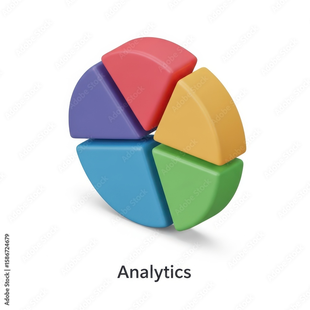 Aufkleber colorful 3 d pie chart segments with analytics text data visualization statistics 1