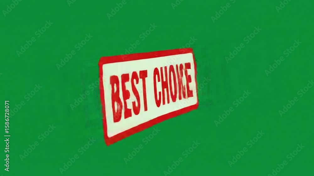 Poster a rectangular sign with the words best choice in red letters on a green background is displayed here