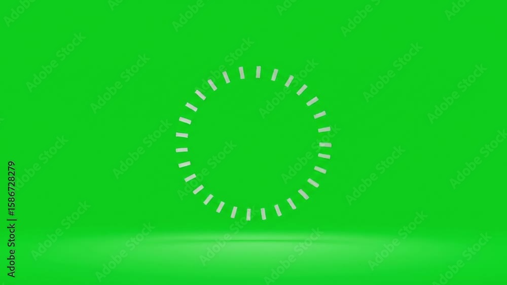 Aufkleber white segmented circle rotating animation on a green screen studio background for visual effects use