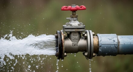 Fototapeta premium An authentic photograph of a water pipe leak