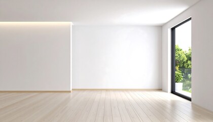 Empty modern room with large window