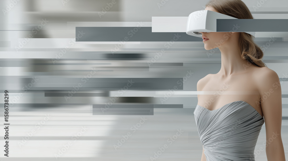 Poster the concept of a woman in the modern virtual world conceptual photos - data, coding, artificial inte