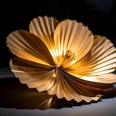 Golden Light Blooming Petal Structure with Soft Edges on Black