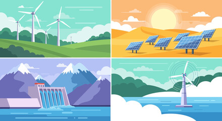 Diverse Renewable Energy Sources Demonstrating Sustainability And Green Power Future