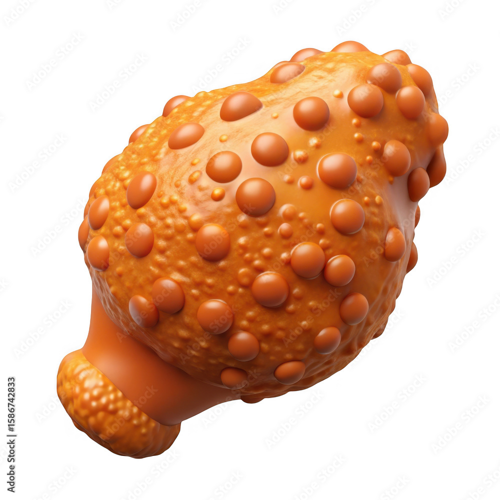 Aufkleber 3d orange textured object with bubbles isolated on transparent background
