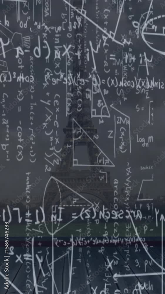 Aufkleber animation of mathematics formulas on black background