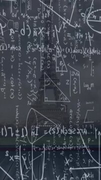 Animation of mathematics formulas on black background