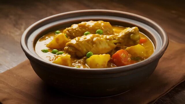 Rich and Flavorful Curry Served with Steamed Rice &ndash; Spiced Sauce with Meat or Vegetables, Aromatic Herbs and Creamy Texture, Traditional Asian Comfort Food