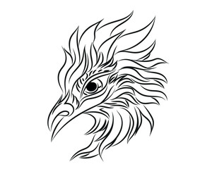 Vector drawing of a / Cartoon Bird Line Drawing, Easy to edit layers and groups. Easy to add color