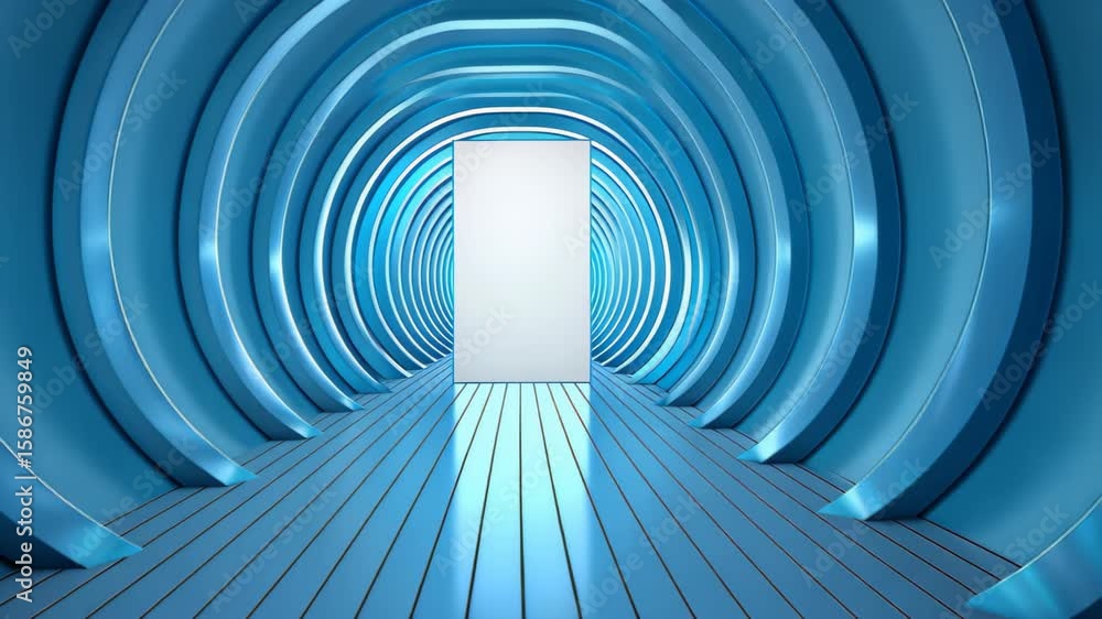 Poster futuristic tunnel of opportunities: this image portrays a captivating long tunnel that radiates an a