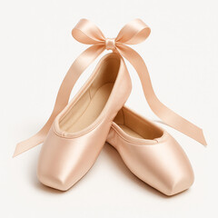 Obraz premium Pair of ballet shoes with tied ribbons isolated on white — elegant dance footwear cutout for performance and artistic design