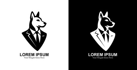 Professional black suit dog head logo design