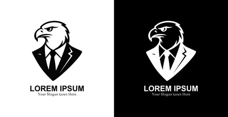 Professional black suit eagle head logo design