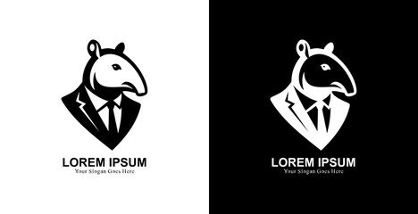 Professional black-suited tapir head logo design