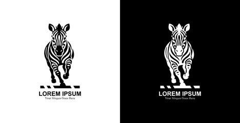 Logo design in the form of a running zebra with a front view
