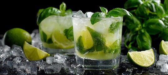 Fototapeta premium Glass of Fresh Minty Lemon Cucumber Juice Set on Rustic Wood in Natural Daylight